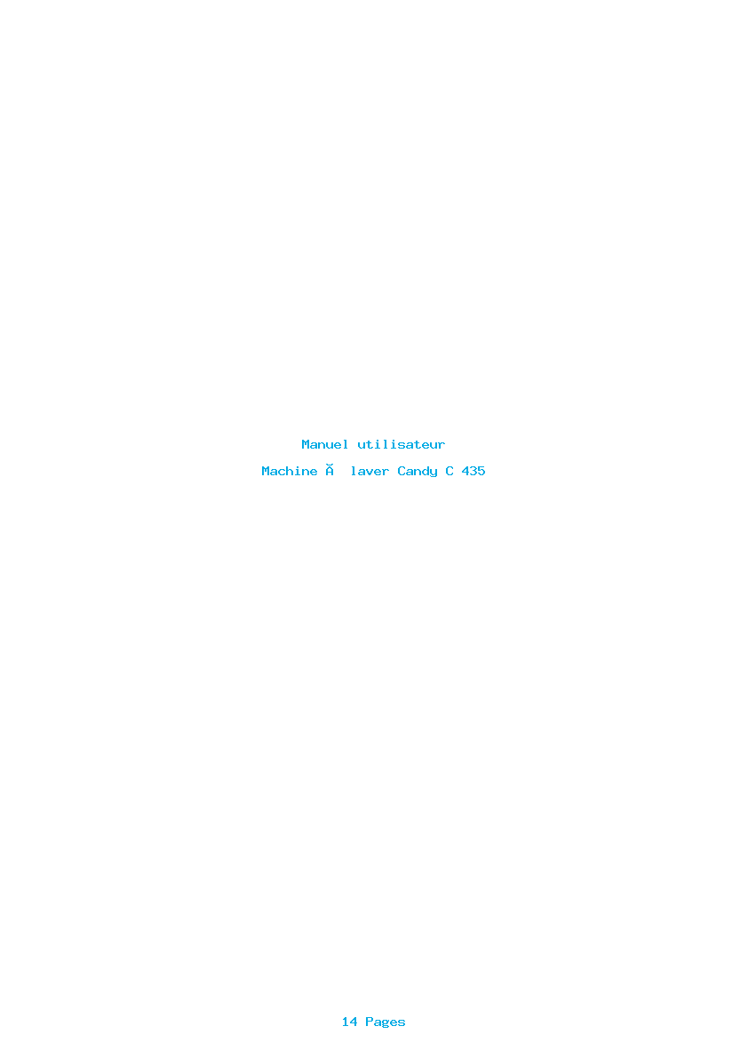 Page 1 de la notice Manuel utilisateur Candy C 435