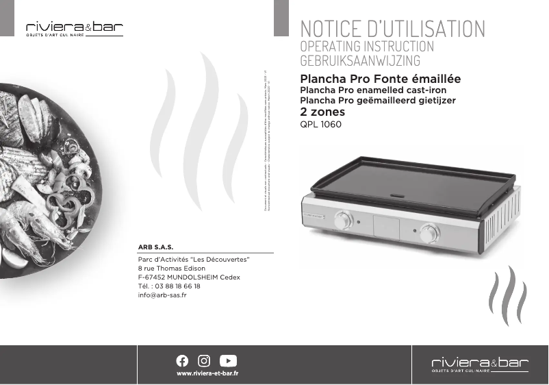 Página 1 del manual Manual de usuario Riviera & Bar Plancha Pro QPL1060