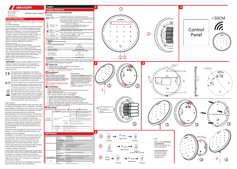 Page 1 de la notice Manuel utilisateur Hikvision DS-PKA-WLM-868
