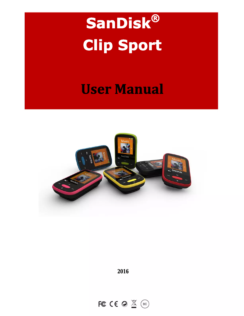 Page 1 de la notice Manuel utilisateur Sandisk Sansa Clip Sport