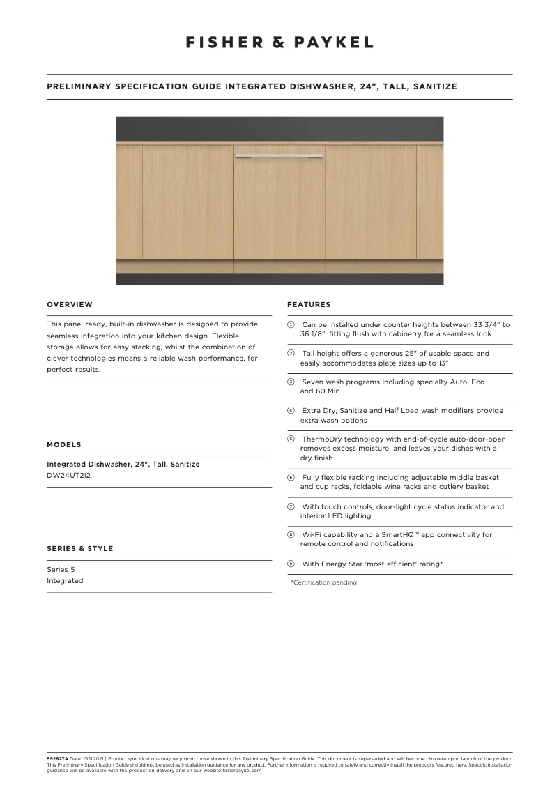 Página 1 del manual Ficha técnica Fisher & Paykel DW24UT2I2