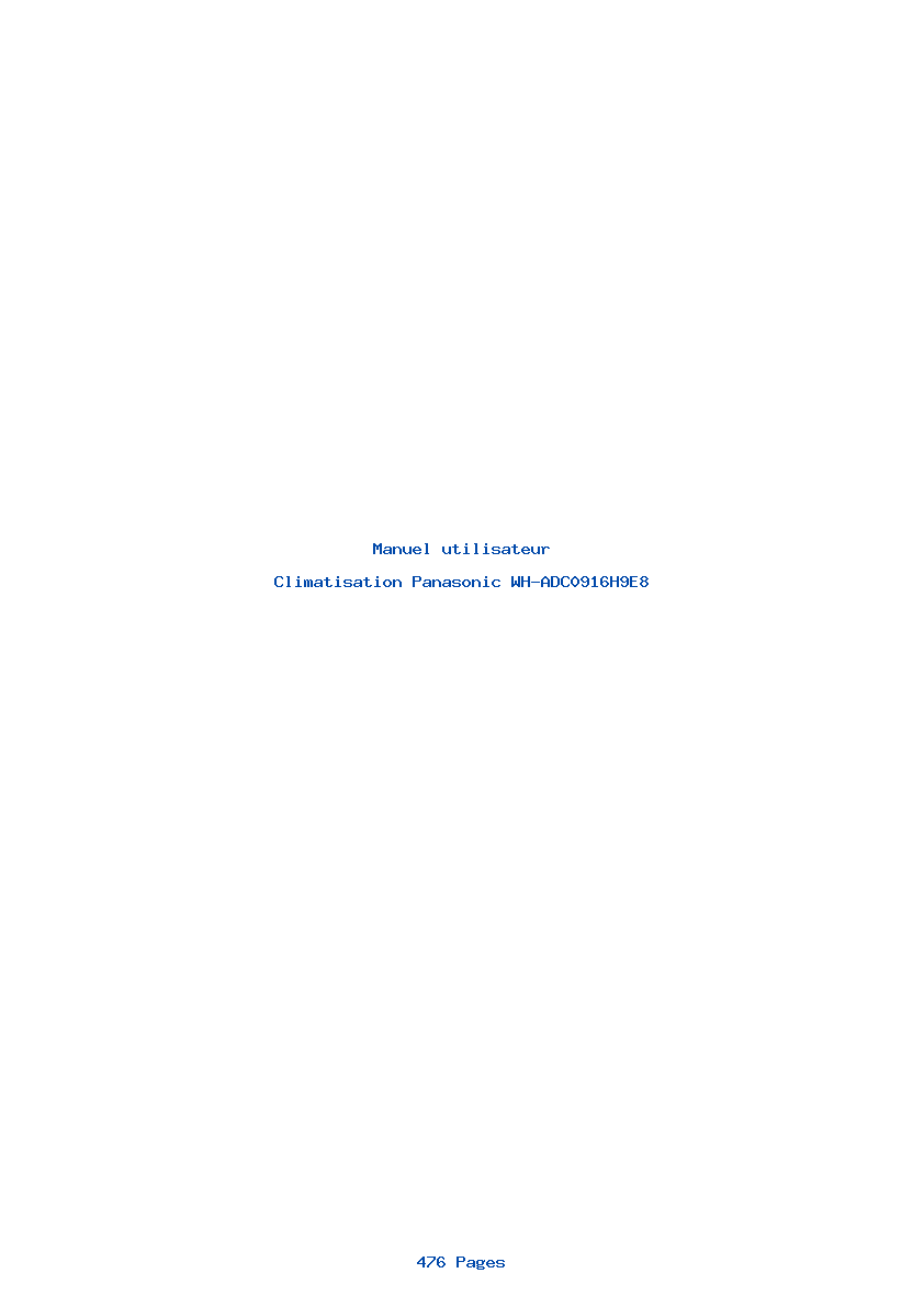 Page 1 de la notice Manuel utilisateur Panasonic WH-ADC0916H9E8