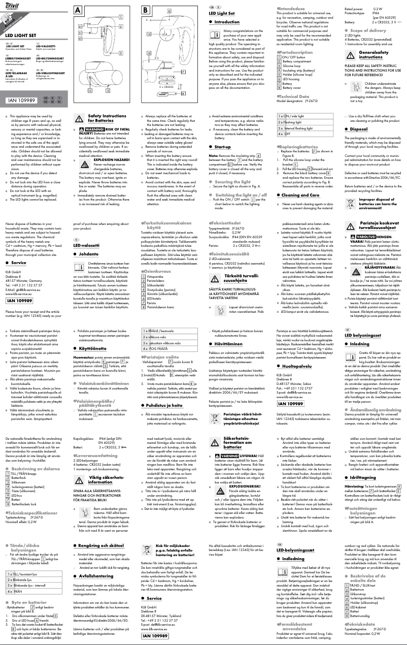 Page 1 de la notice Manuel utilisateur Crivit IAN 298456