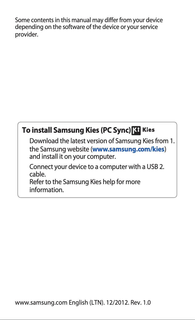 Page 1 de la notice Manuel utilisateur Samsung Galaxy Pocket Plus