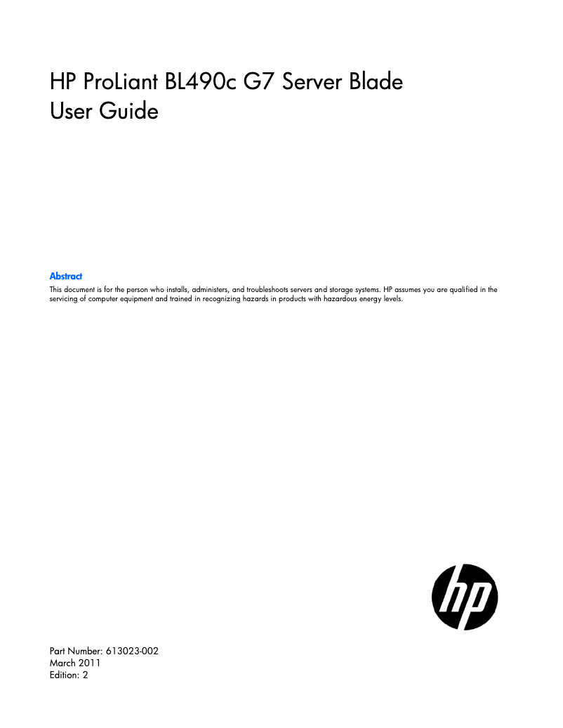 Página 1 del manual Manual de usuario HP ProLiant BL490c G7