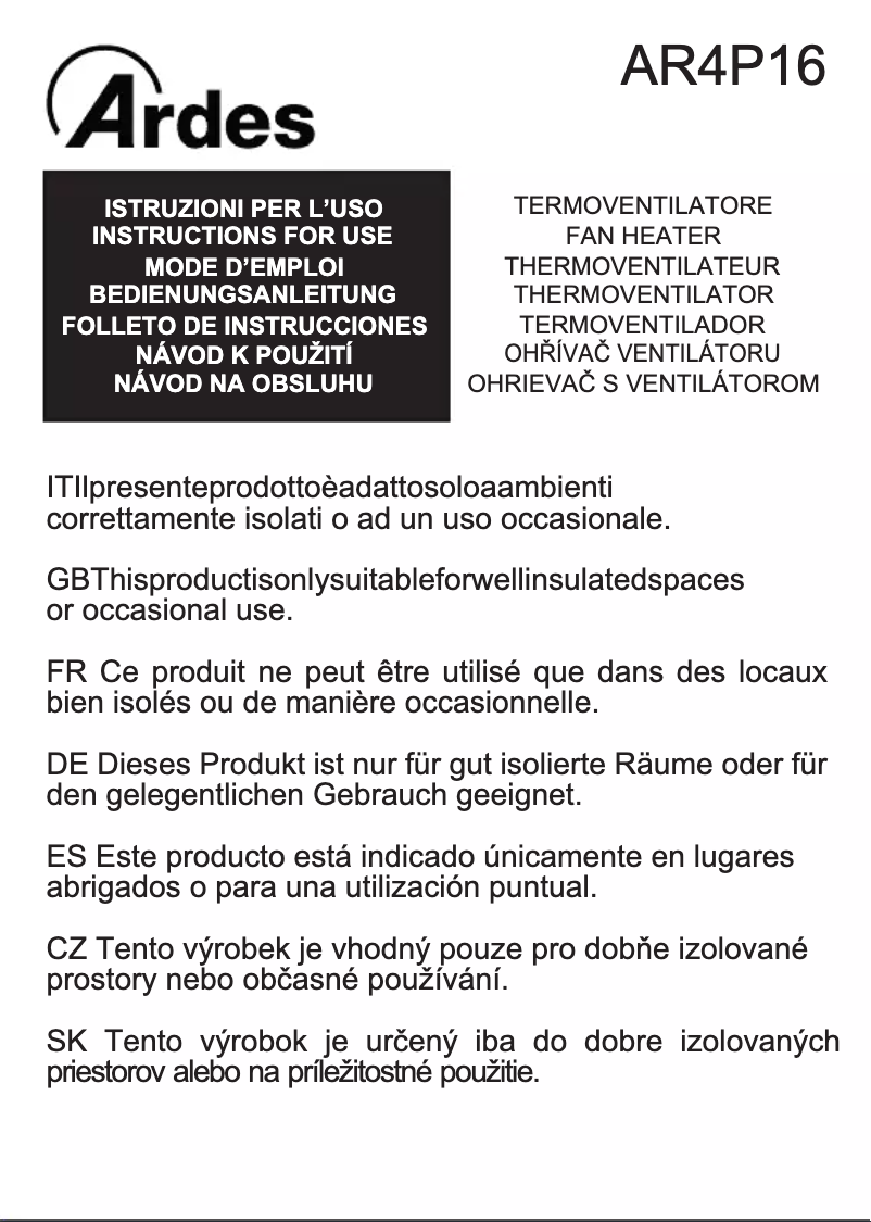 Page 1 de la notice Manuel utilisateur Ardes AR4P16