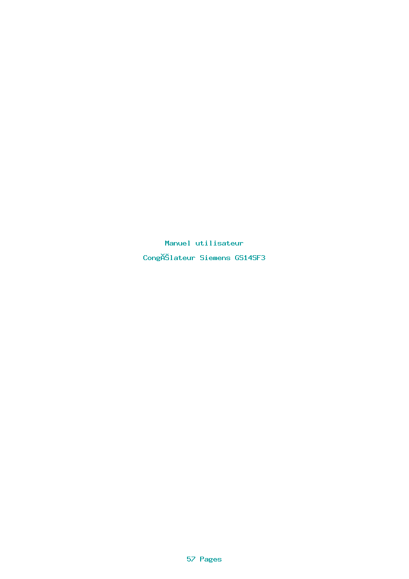 Page 1 de la notice Manuel utilisateur Siemens GS14SF3