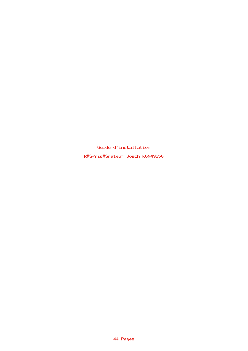 Page 1 de la notice Guide d'installation Bosch KGN49S56