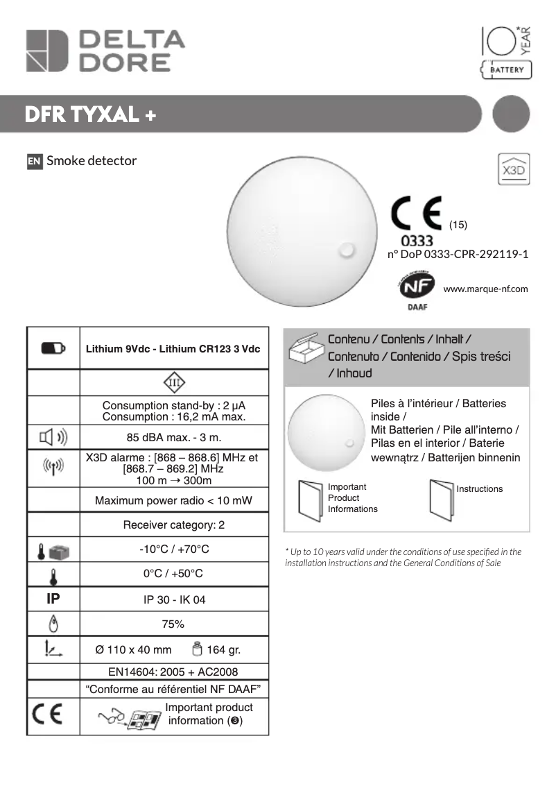 Página 1 del manual Manual de usuario Delta Dore Tyxal+ DFR