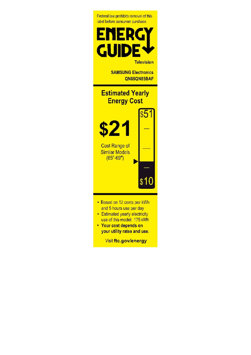 Página 1 del manual Etiqueta energética Samsung QN65QN85B