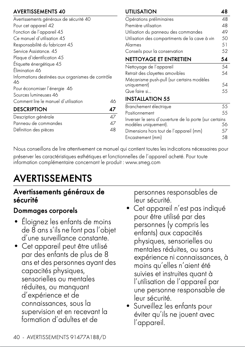 Página 1 del manual Manual de usuario Smeg CVI629NR3