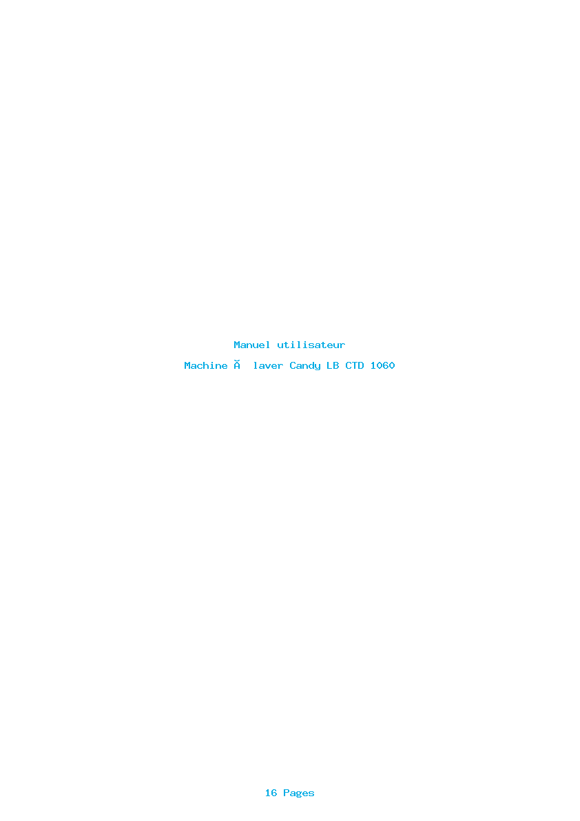 Page 1 de la notice Manuel utilisateur Candy LB CTD 1060