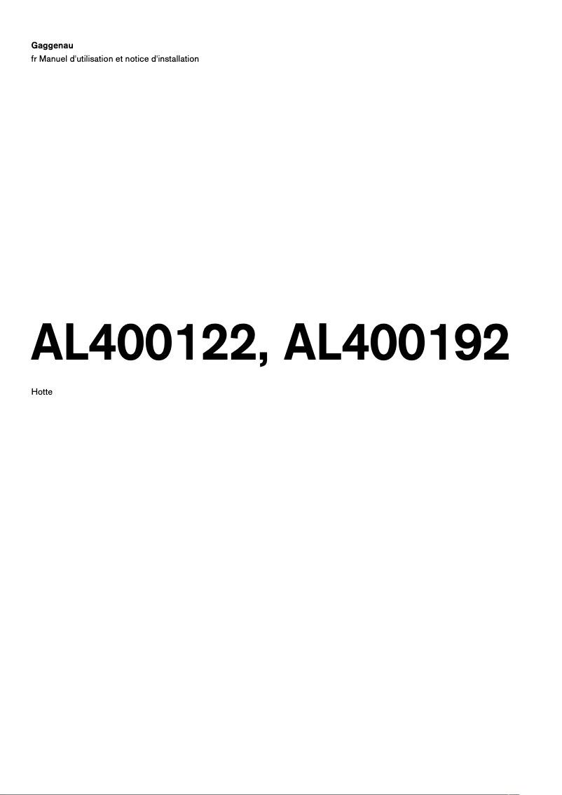 Página 1 del manual Guía de instalación Gaggenau AL400122