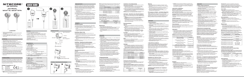 Page 1 de la notice Manuel utilisateur Nitecore izzCool 10