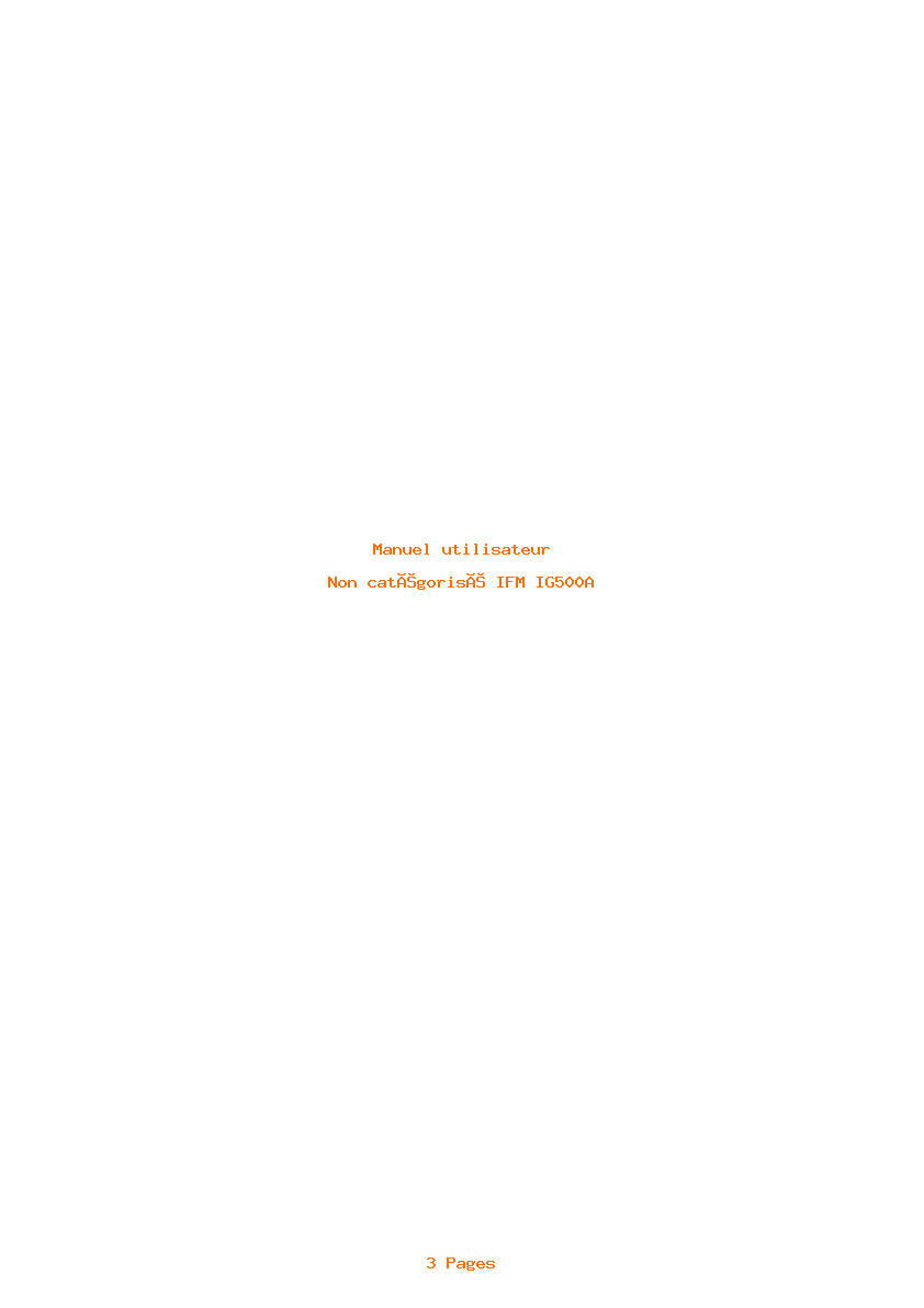 Page 1 de la notice Manuel utilisateur IFM IG500A
