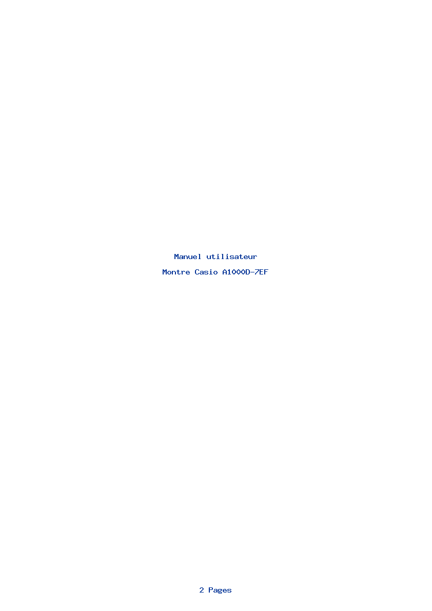 Page 1 de la notice Manuel utilisateur Casio A1000D-7EF