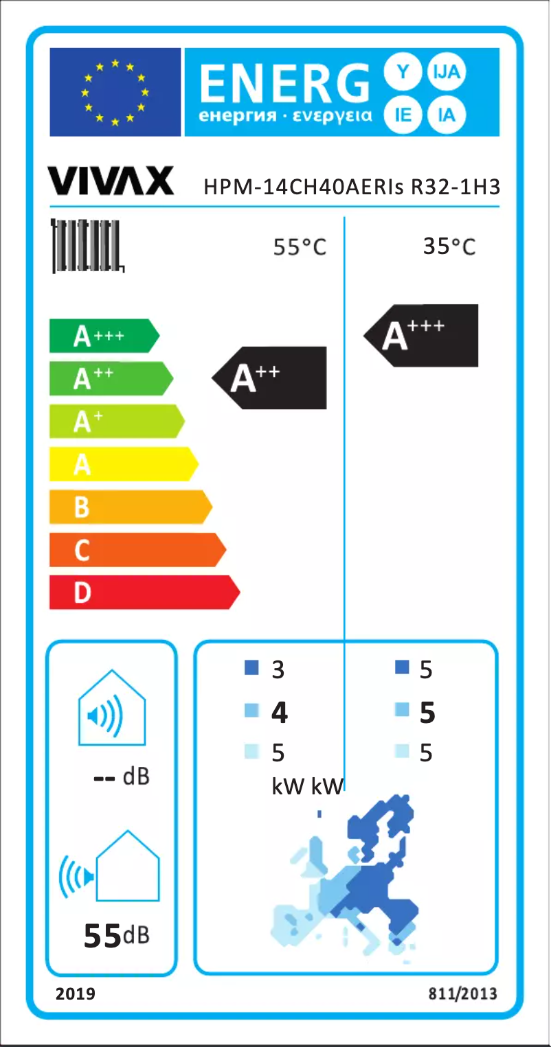 Página 1 del manual Etiqueta energética Vivax HPM-14CH40AERIs-1H3