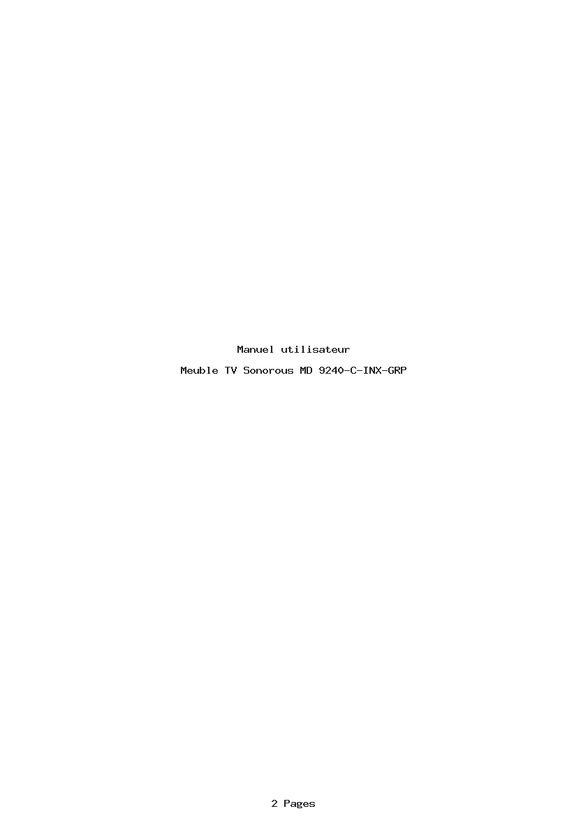Page 1 de la notice Manuel utilisateur Sonorous MD 9240-C-INX-GRP