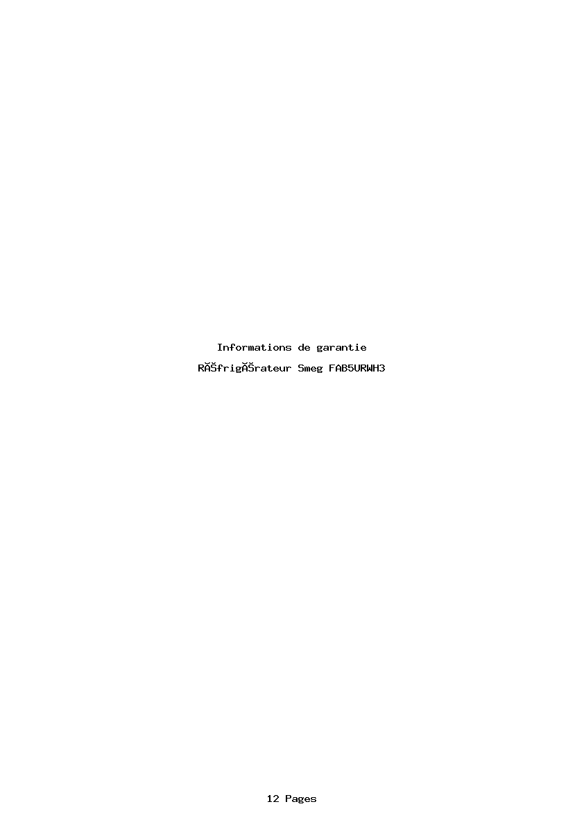 Page 1 de la notice Informations de garantie Smeg FAB5URWH3