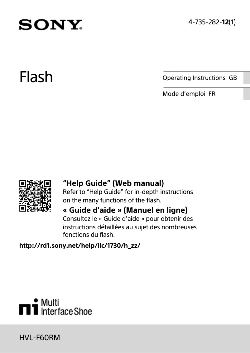 Page n°1 - Manuel utilisateur Sony HVL-F60RM