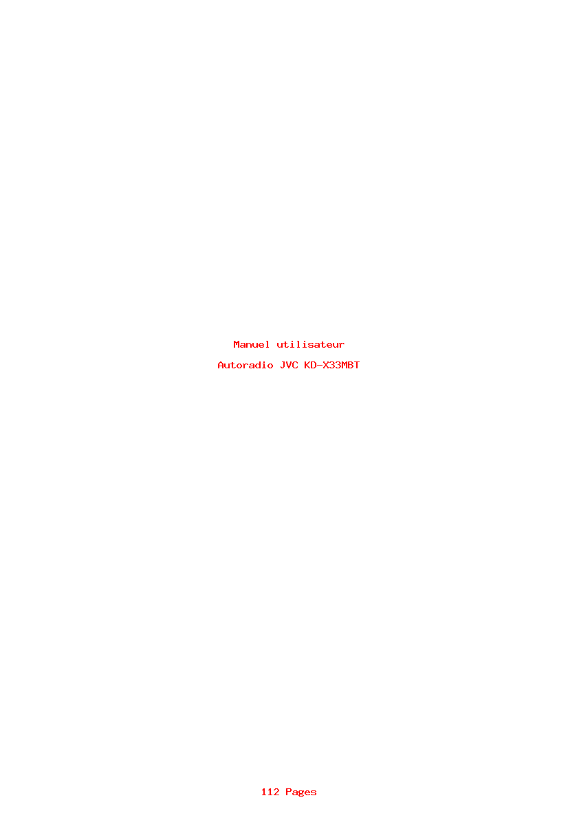 Page 1 de la notice Manuel utilisateur JVC KD-X33MBT