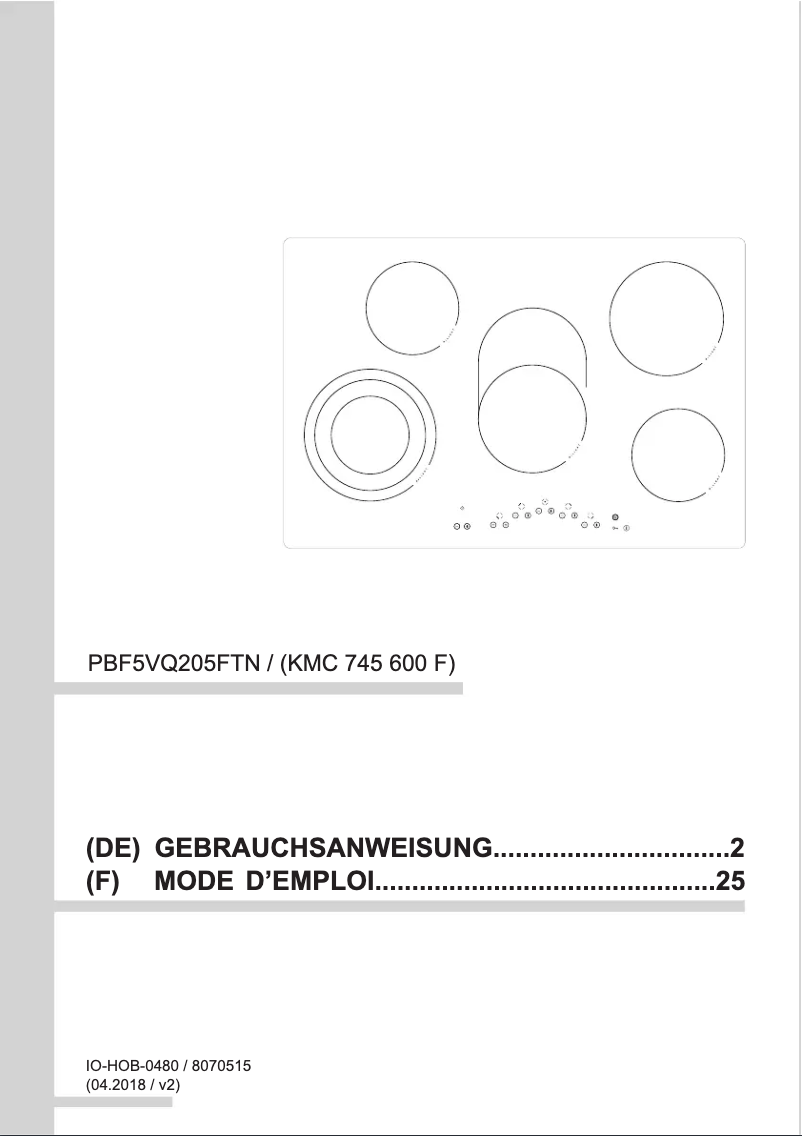 Page 1 de la notice Manuel utilisateur Amica KMC 745 600 F