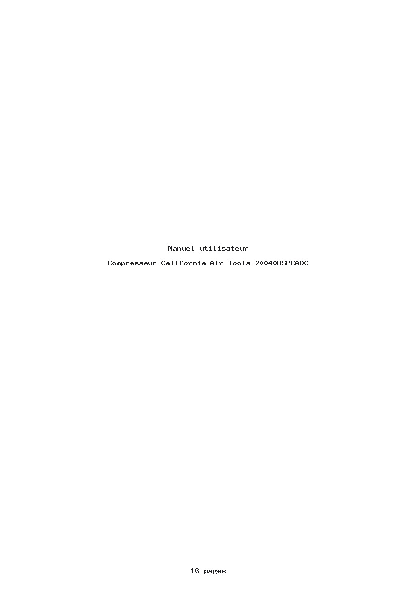 Page 1 de la notice Manuel utilisateur California Air Tools 20040DSPCADC