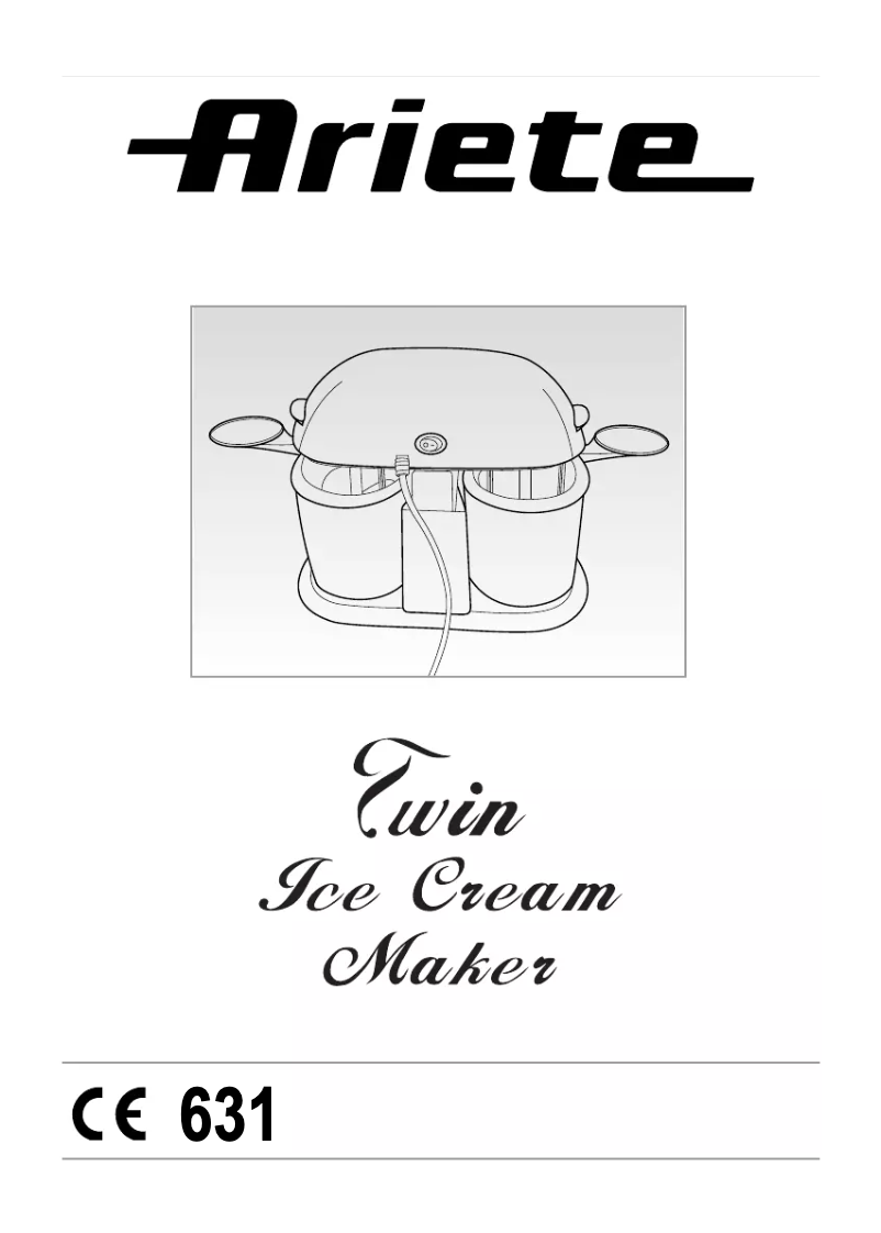 Page 1 de la notice Manuel utilisateur Ariete Twin Ice Cream Maker 631