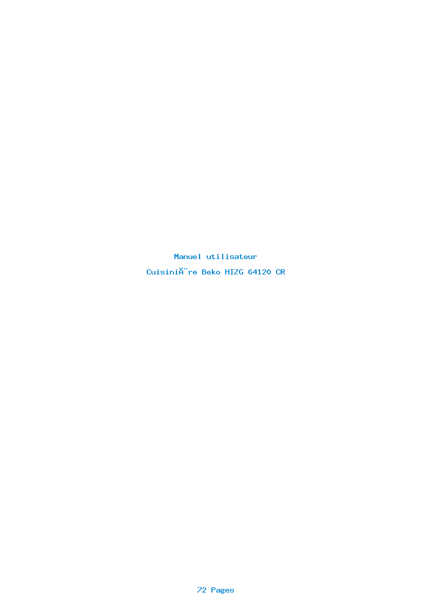 Page 1 de la notice Manuel utilisateur Beko HIZG 64120 CR