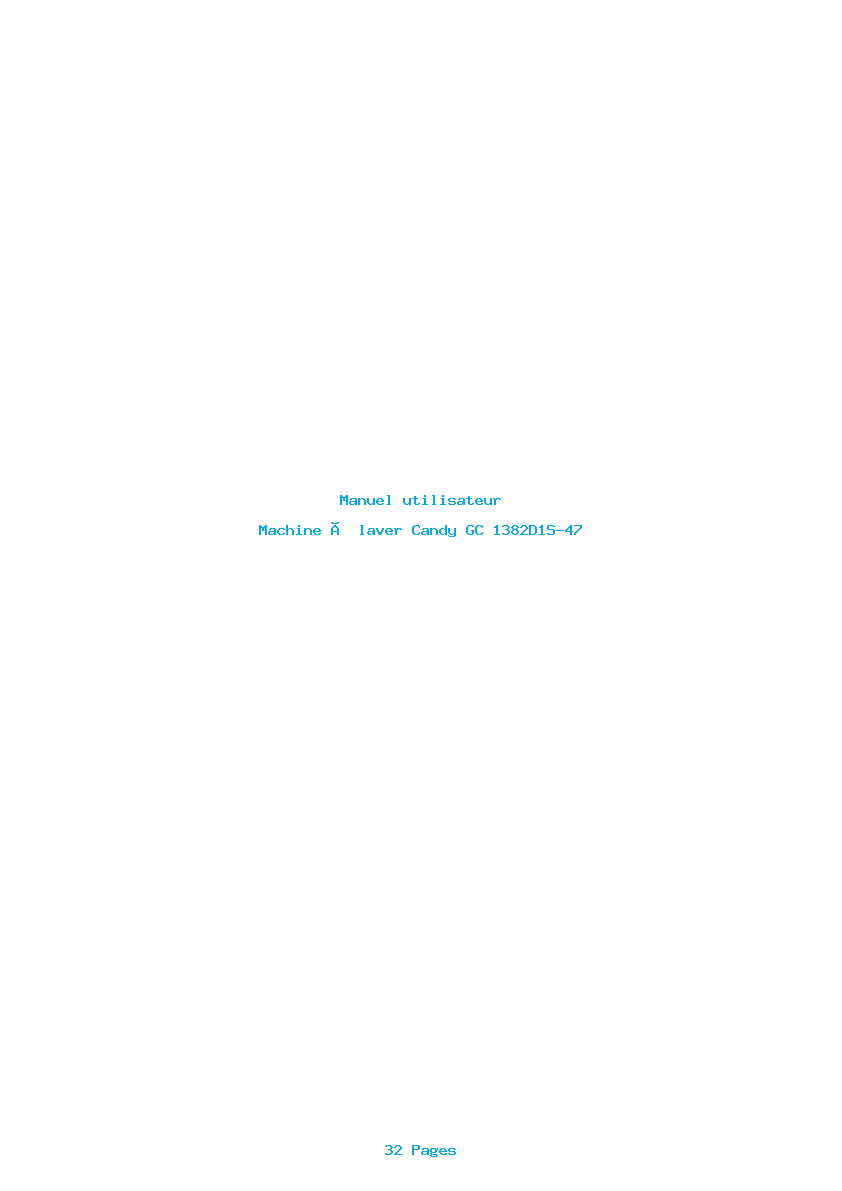 Page 1 de la notice Manuel utilisateur Candy GC 1382D1S-47