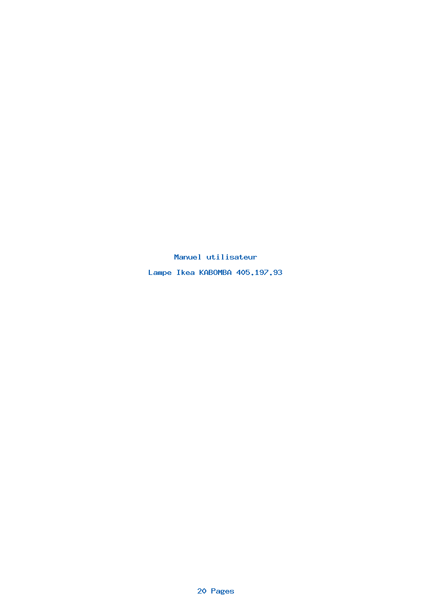 Page 1 de la notice Manuel utilisateur Ikea KABOMBA 405.197.93