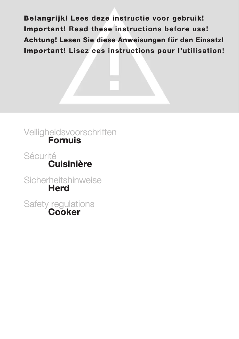 Página 1 del manual Instrucciones de seguridad Atag FI9070E