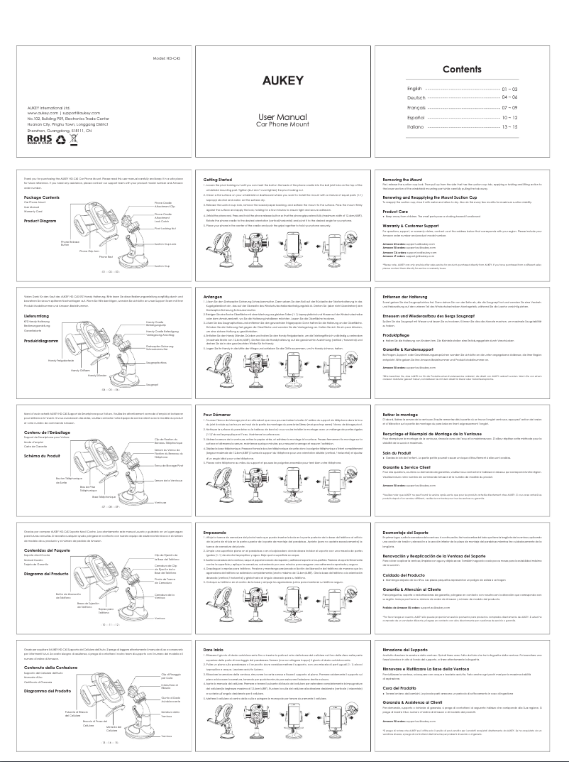 Page 1 de la notice Manuel utilisateur Aukey PA-Y11