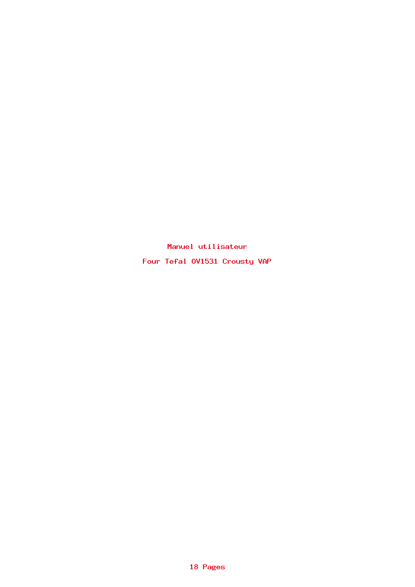 Page 1 de la notice Manuel utilisateur Tefal OV1531 Crousty VAP