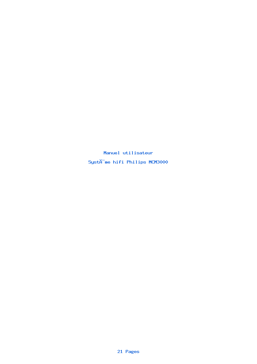 Page 1 de la notice Manuel utilisateur Philips MCM3000