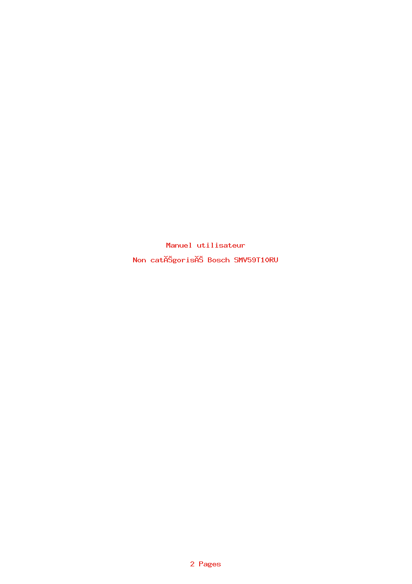 Page 1 de la notice Manuel utilisateur Bosch SMV59T10RU