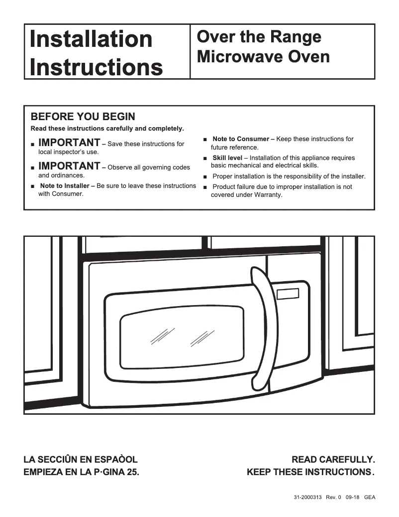 Page n°1 - Guide d'installation GE CVM521P2MS1