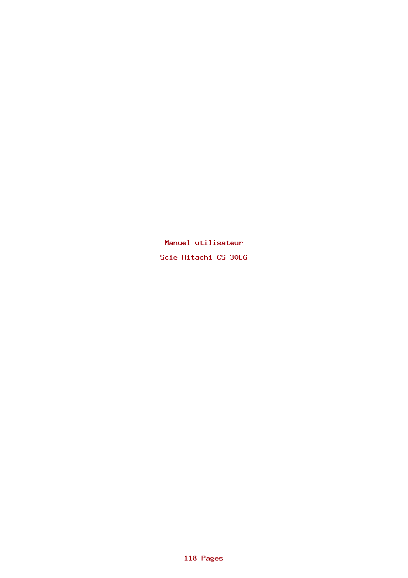 Page 1 de la notice Manuel utilisateur Hitachi CS 30EG