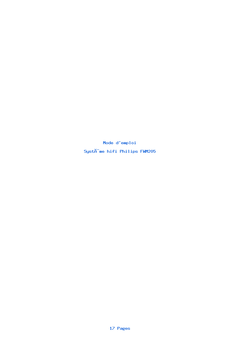 Page 1 de la notice Mode d'emploi Philips FWM205