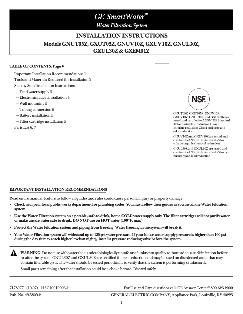 Image de la première page du manuel de l'appareil GXEM01Z