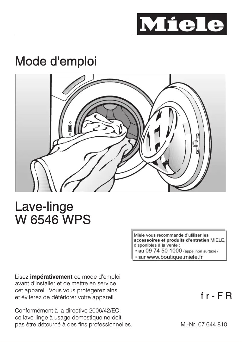 Page 1 de la notice Manuel utilisateur Miele W 6546 WPS