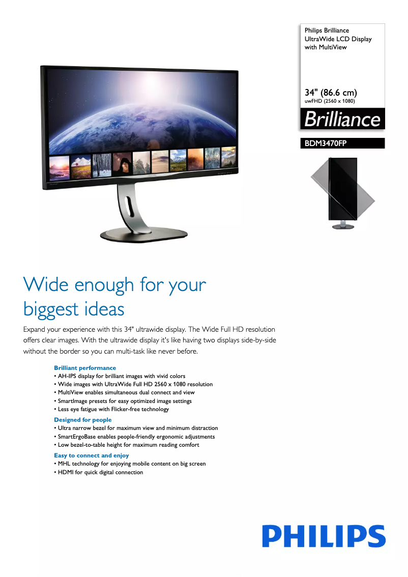 Página 1 del manual Ficha técnica Philips BDM3470FP