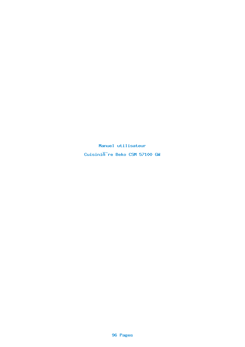 Page 1 de la notice Manuel utilisateur Beko CSM 57100 GW