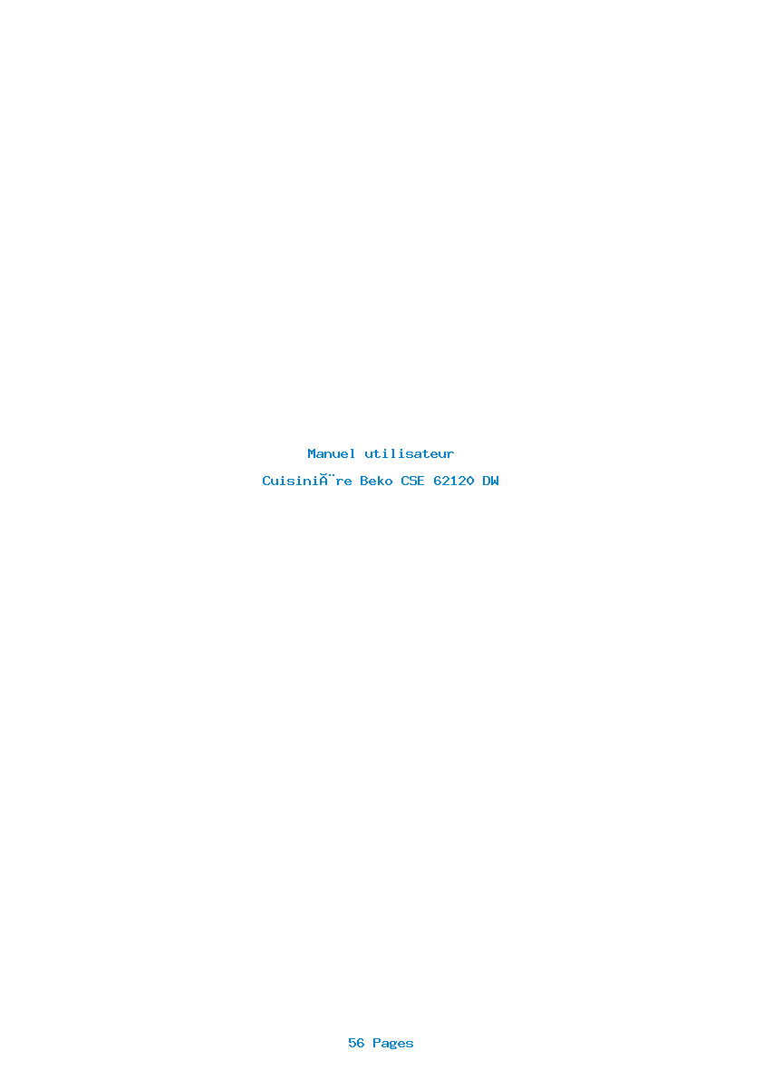 Page 1 de la notice Manuel utilisateur Beko CSE 62120 DW