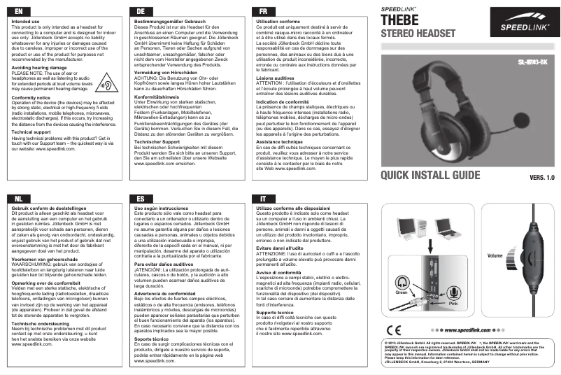 Page 1 of the manual User Manual Speed-Link Thebe SL-8743