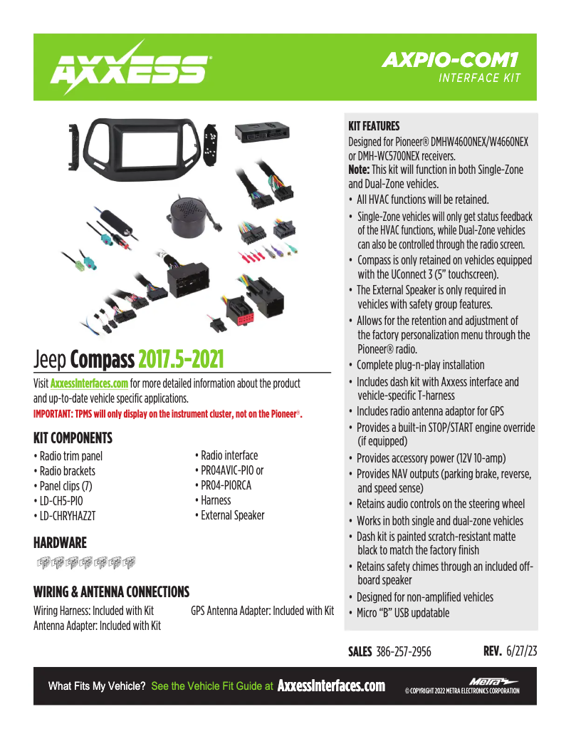 Page 1 de la notice Fiche technique AXESS AXPIO-COM1