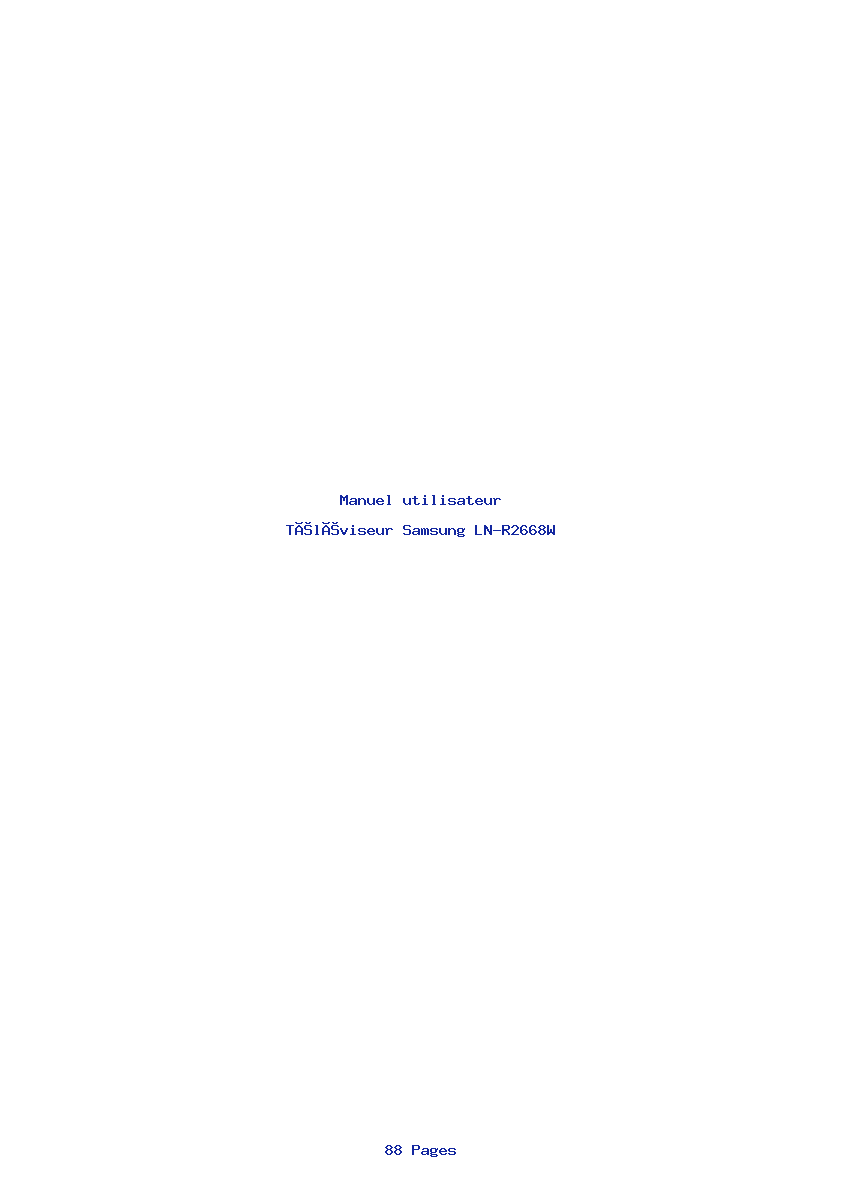 Page 1 de la notice Manuel utilisateur Samsung LN-R2668W