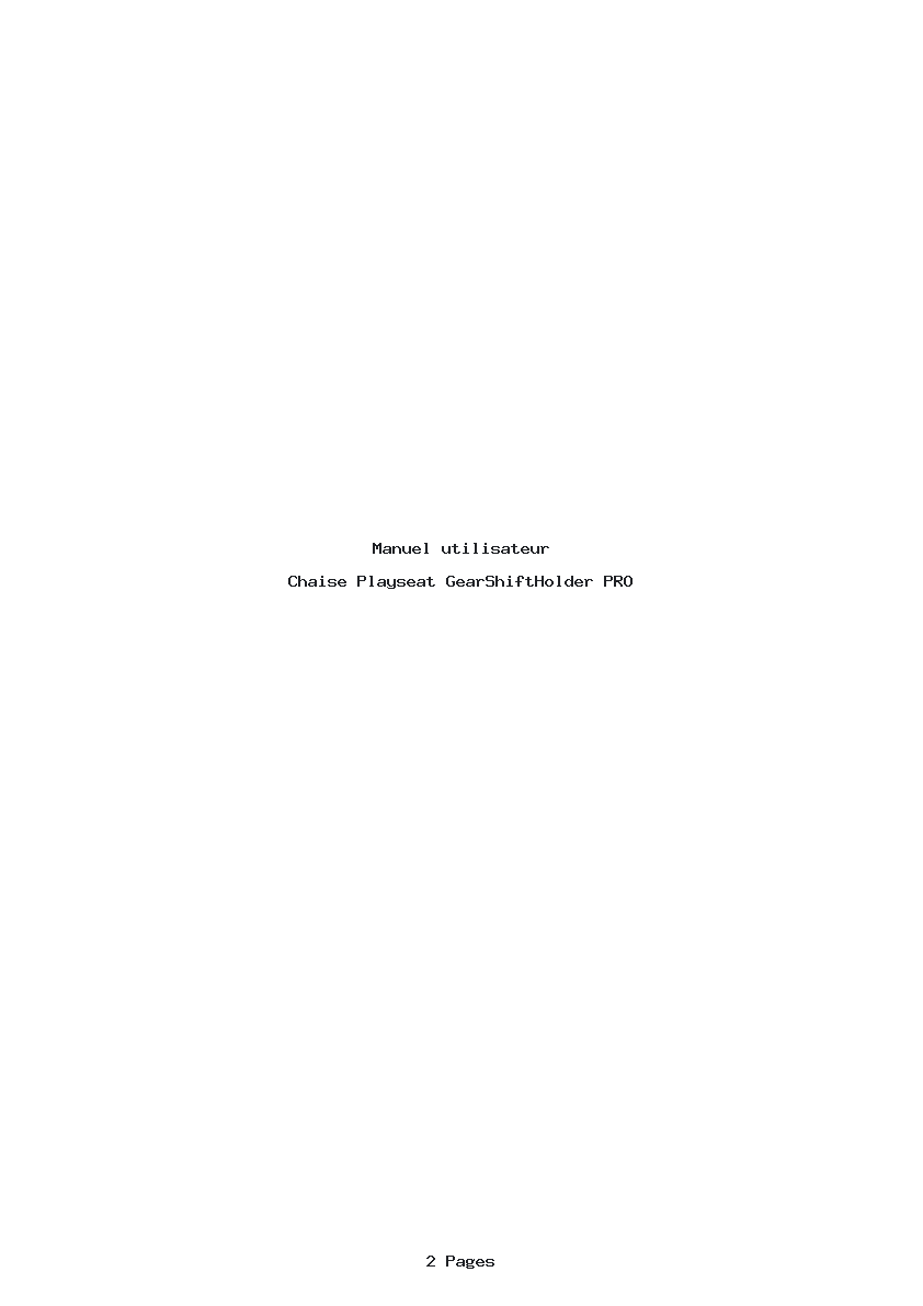 Page 1 de la notice Manuel utilisateur Playseat GearShiftHolder PRO