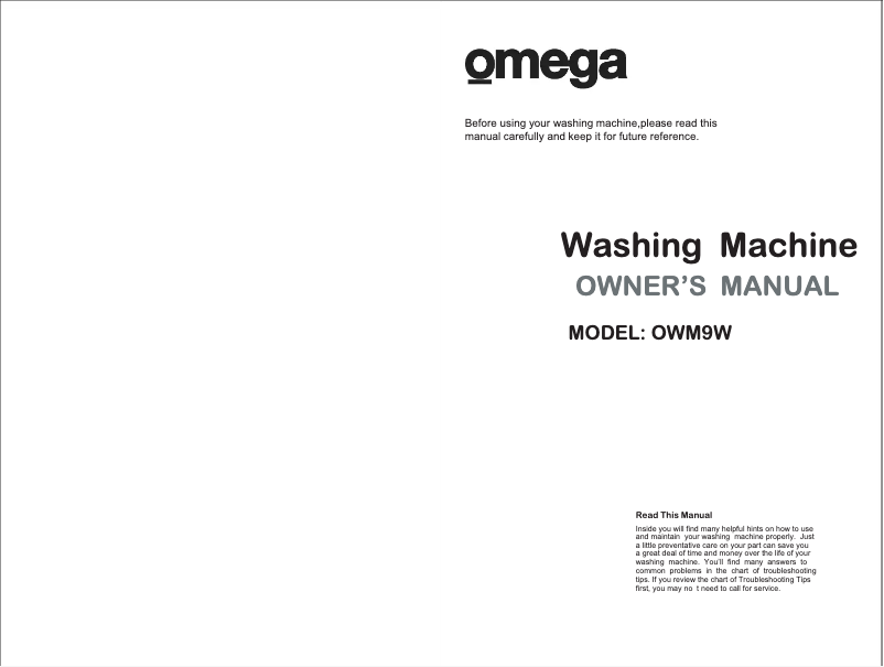 Page 1 de la notice Manuel utilisateur Omega OWM9W