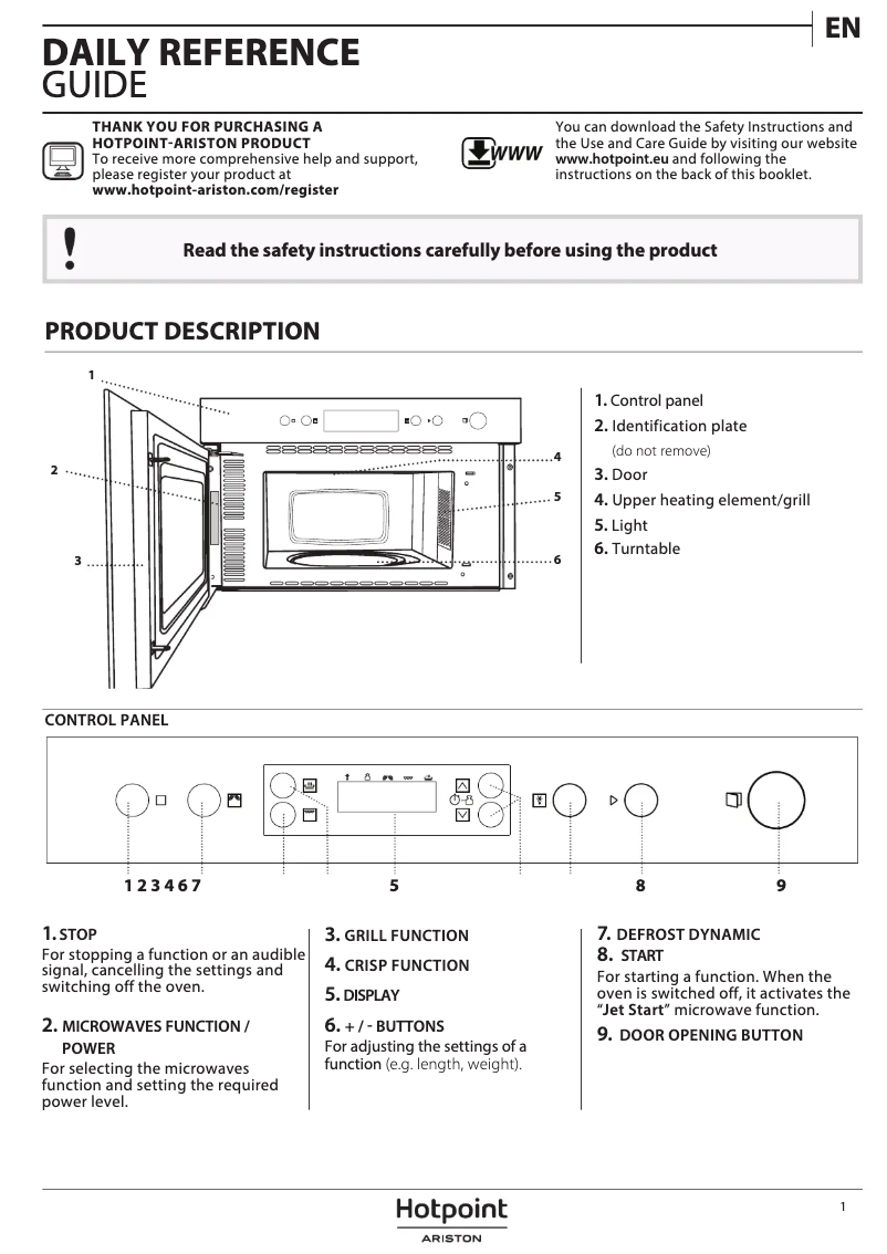 Página 1 del manual Manual de usuario Hotpoint MN 314 IX HA